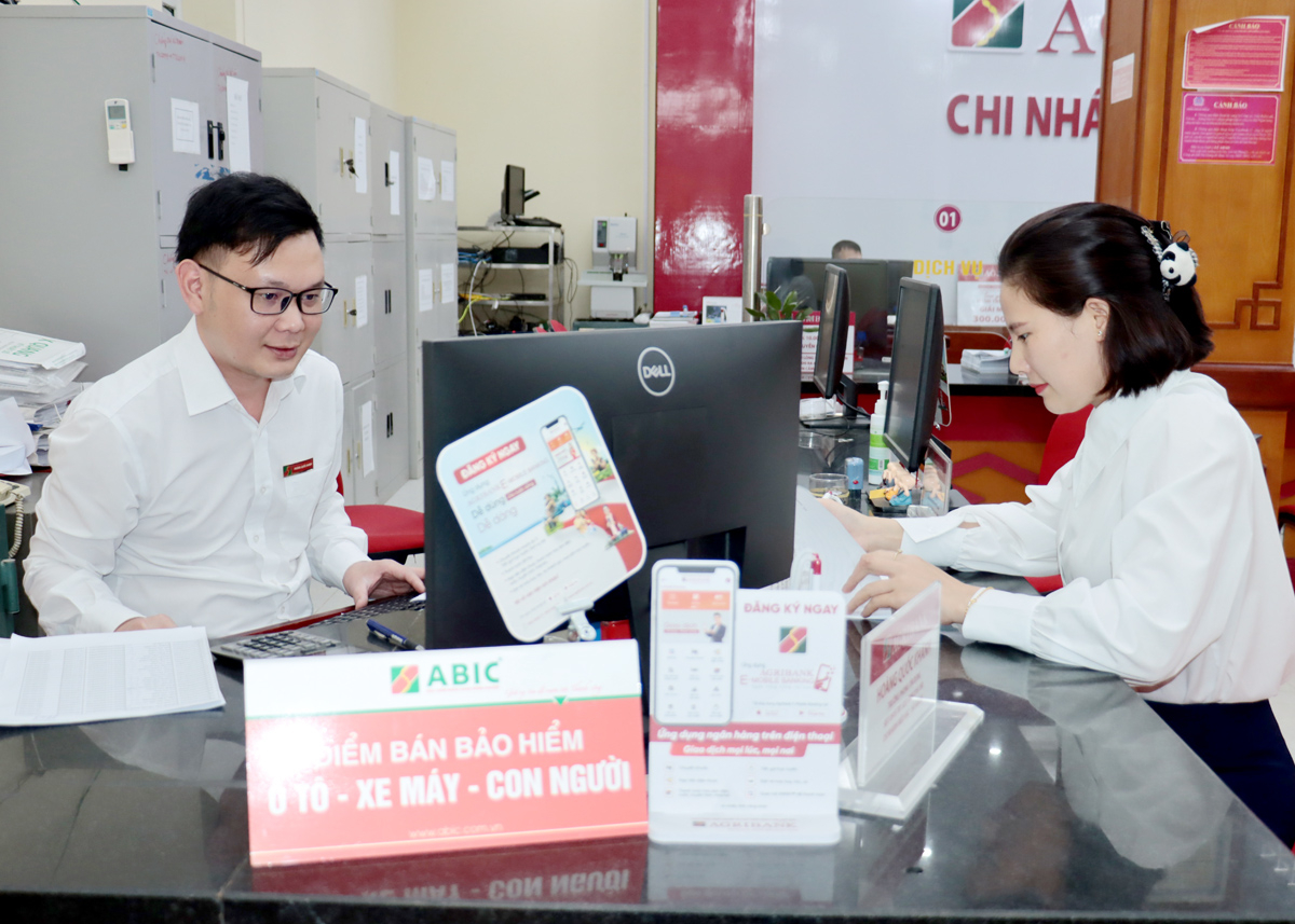 Khách hàng giao dịch tại Agribank Mèo Vạc.
