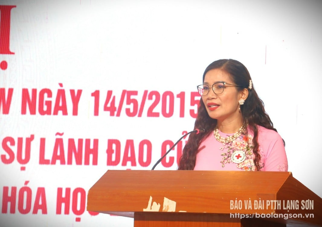 Lãnh đạo Hội Chữ thập đỏ tỉnh phát biểu tại chương trình