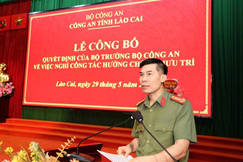 Đại tá Cao Minh Huyền, Giám đốc Công an tỉnh Lào Cai chủ trì lễ công bố