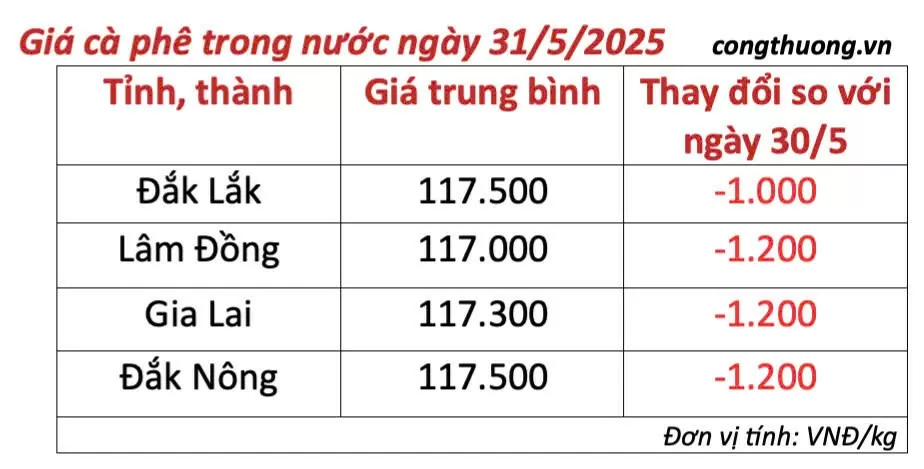 Dự báo giá cà phê ngày mai 1/6/2025, trong nước đi ngang