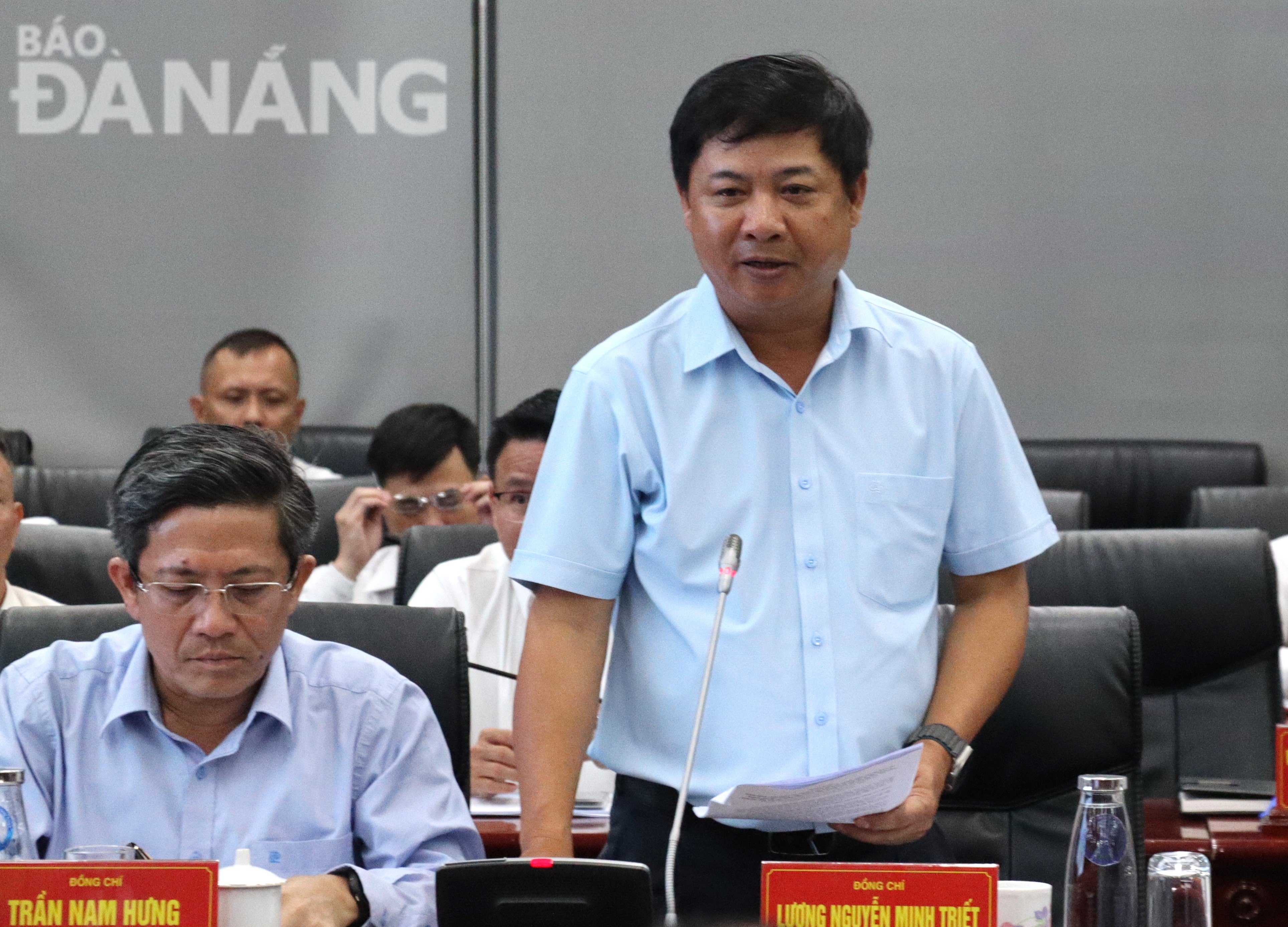 Bí thư Tỉnh ủy Quảng Nam Lương Nguyễn Minh Triết phát biểu tại buổi làm việc. Ảnh: M.QUẾ