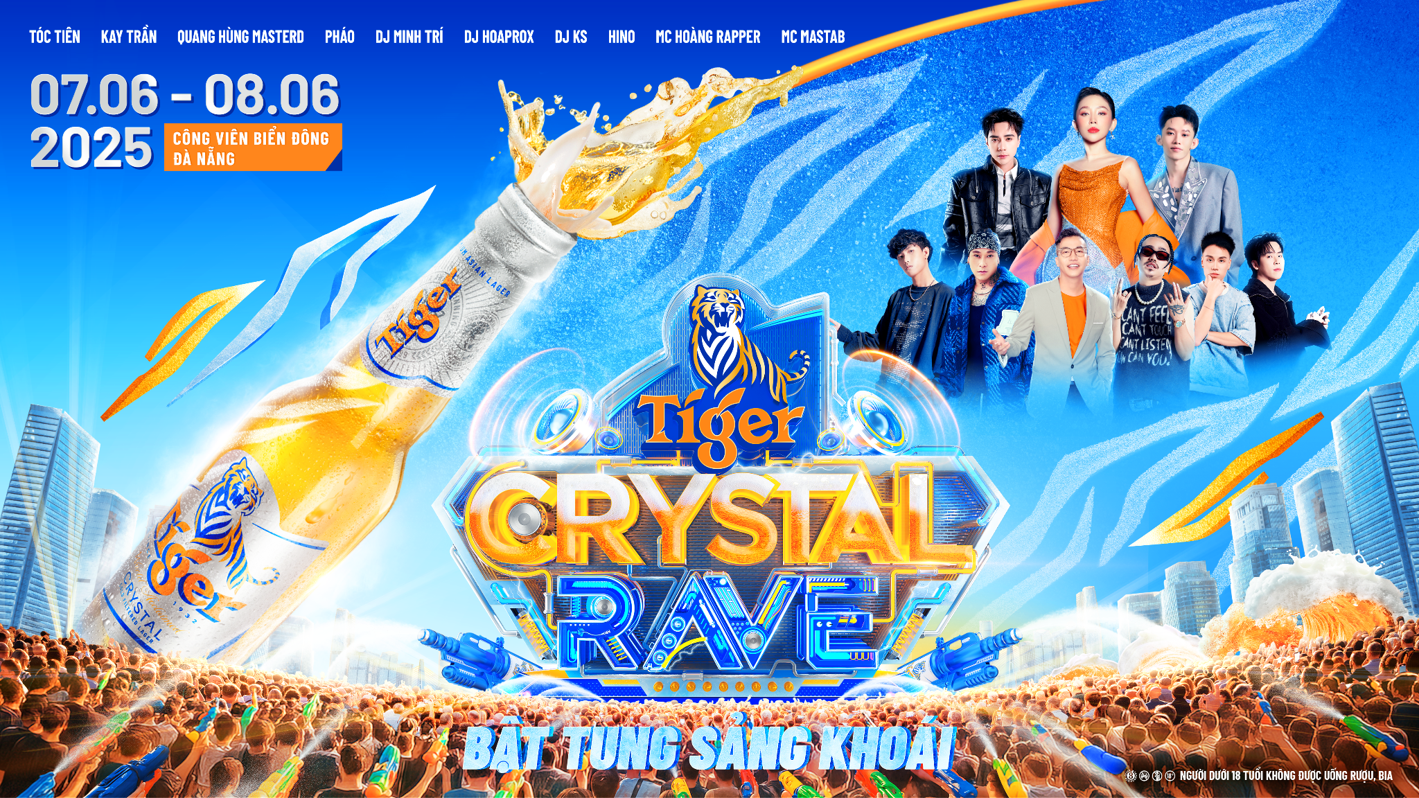 ឈ្មោះល្បីៗនៅក្នុងកម្មវិធីតាំងពិពណ៌របស់វៀតណាមដូចជា Toc Tien, Kay Tran, Quang Hung Master D, Phao, DJ Minh Tri, DJ Hoaprox, DJ KS DJ Masal, MC Hoang Rapper និង MC Mastab នឹងមានវត្តមាននៅ Tiger Crystal Rave ក្នុងទីក្រុង Da Nang ដើម្បីនាំយកតន្ត្រី mashup ប្លែកៗបំផុត។