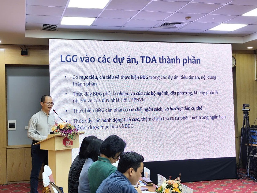 TS. Đặng Thái Hưng – chuyên gia tư vấn chính sách nhấn mạnh việc thực hiện bình đẳng giới cần phải có cơ chế, ngân sách, và hướng dẫn cụ thể. Ảnh PV