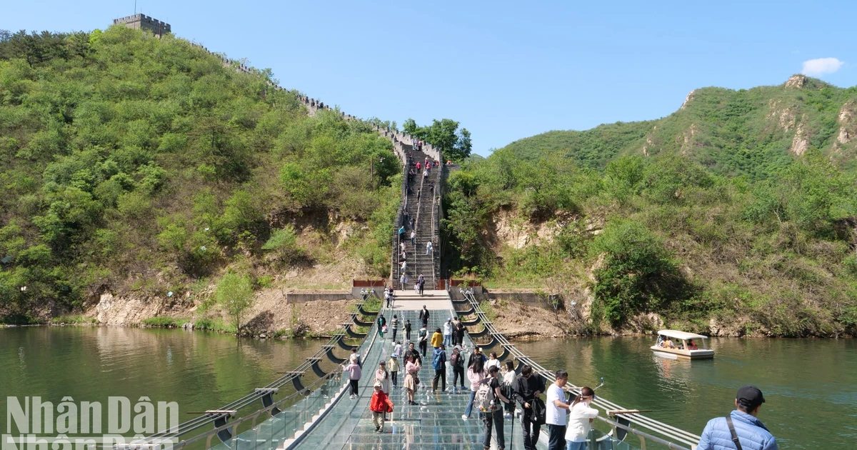 額入り 中国 七宝 エナメル銅 万里の長城 風景 中国 美術品