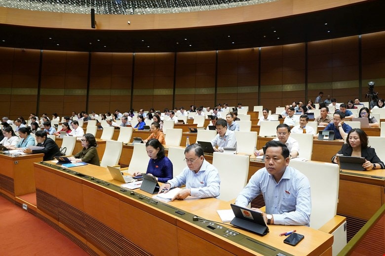 National Assembly delegates attend the ninth session on the morning of May 6, 2025. Photo: Quochoi.vn
