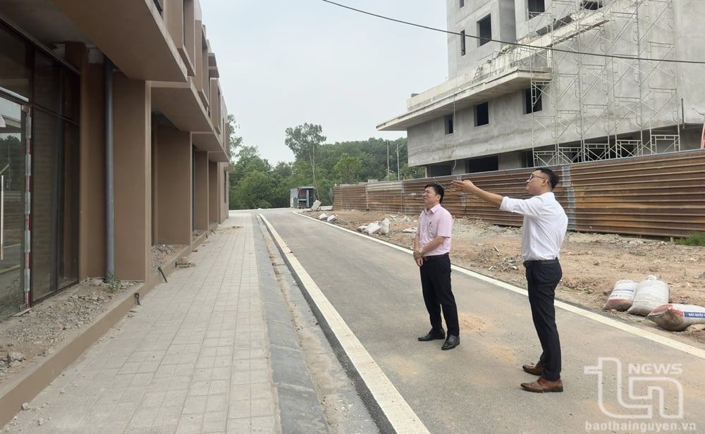 Đại diện Công ty CP TNG Land giới thiệu những căn nhà ở xã hội liền kề thấp tầng tại Khu dân cư Đại Thắng (Homie City) ở TP. Phổ Yên.