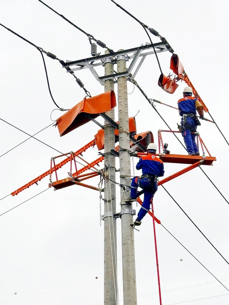 Đội Hotline Công ty Điện lực Thanh Hóa đối mặt với dòng điện “sống” để bảo đảm cấp điện liên tục
