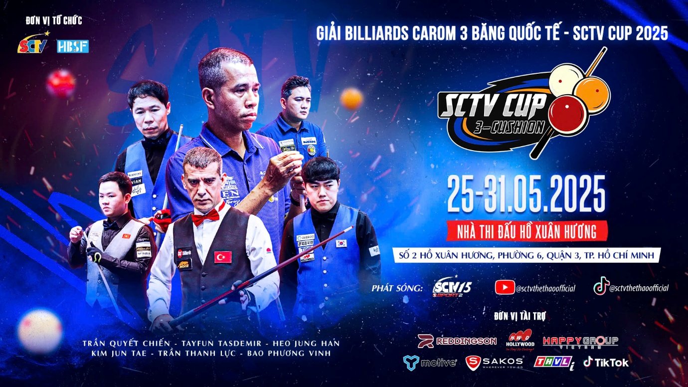 SCTV Cup 2025: Giải Billiards Carom 3 băng quốc tế – 500 triệu đồng chờ nhà vô địch - Ảnh 1.