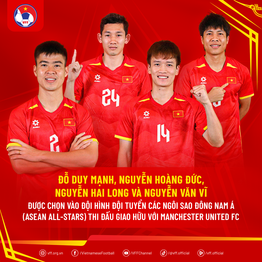 Bốn cầu thủ Việt Nam góp mặt trong đội hình ASEAN All-Stars thi đấu giao hữu với Manchester United - Ảnh 1.