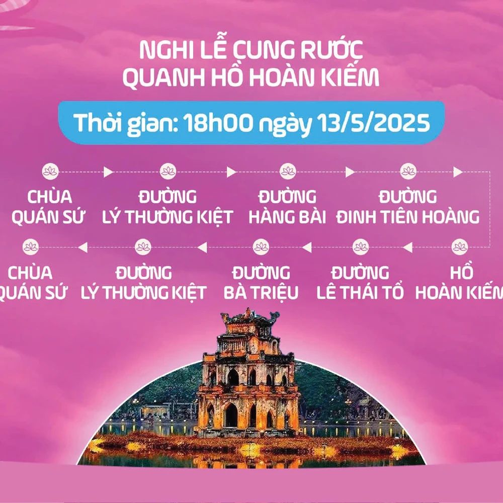 Xá lợi Phật sẽ được rước quanh hồ Hoàn Kiếm