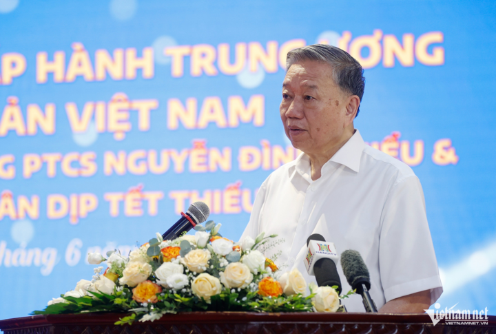 Tổng Bí thư Tô Lâm phát biểu tại cuộc gặp.