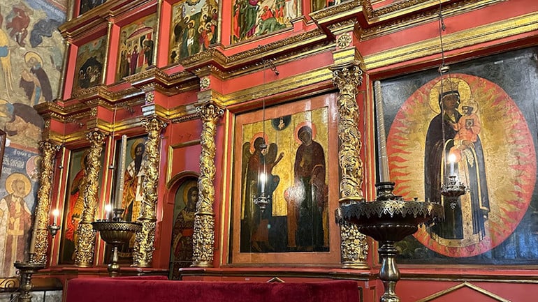 Một góc trong quần thể nhà thờ trong điện Kremlin. (Ảnh: THÙY VÂN)