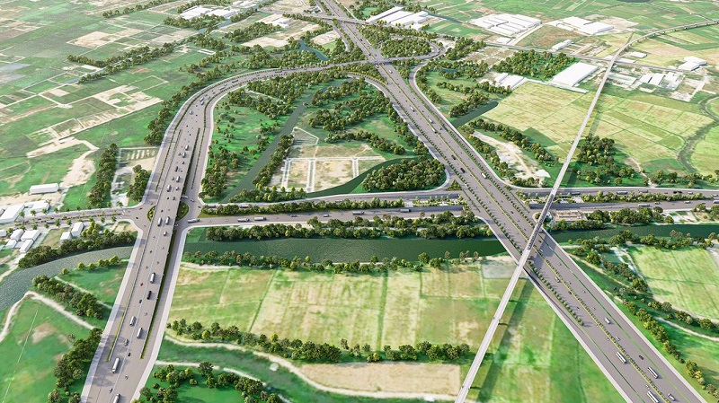 Perspektive der Autobahn Ho-Chi-Minh-Stadt – Moc Bai.
