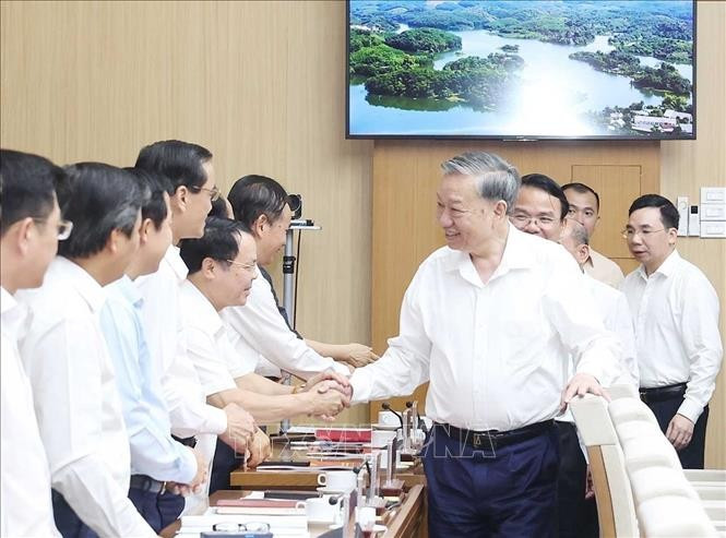 Tổng Bí thư Tô Lâm và các đại biểu. Ảnh: Thống Nhất/TTXVN