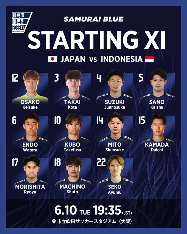Live Japan gegen Indonesien 2:0 (H1): Japan erzielte das zweite Tor in einem Blitzfoto 7