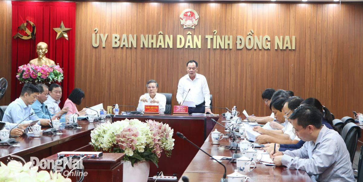 Phó bí thư Tỉnh ủy, Chủ tịch UBND tỉnh Võ Tấn Đức phát biểu chỉ đạo tại buổi họp. Ảnh: Ngọc Liên