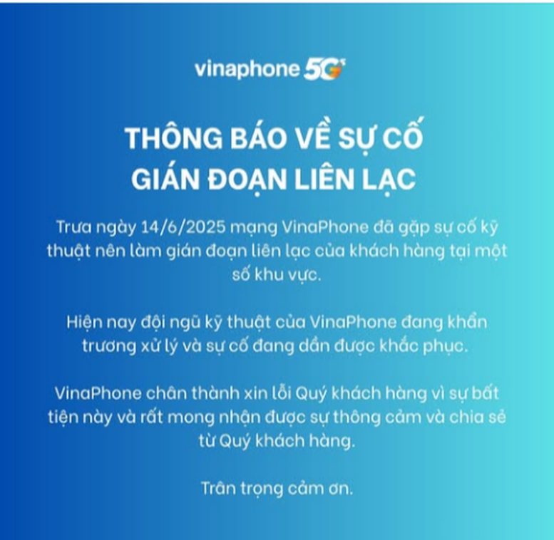 Vinaphone đã khắc phục xong sự cố mất sóng trên diện rộng- Ảnh 1.