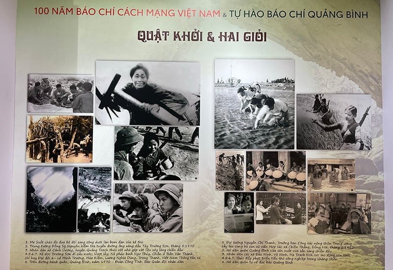 Không gian trưng bày tại Bảo tàng Báo chí Việt Nam trang trọng giới thiệu về các nhà báo xuất sắc, trong đó có Đại tướng Võ Nguyên Giáp.