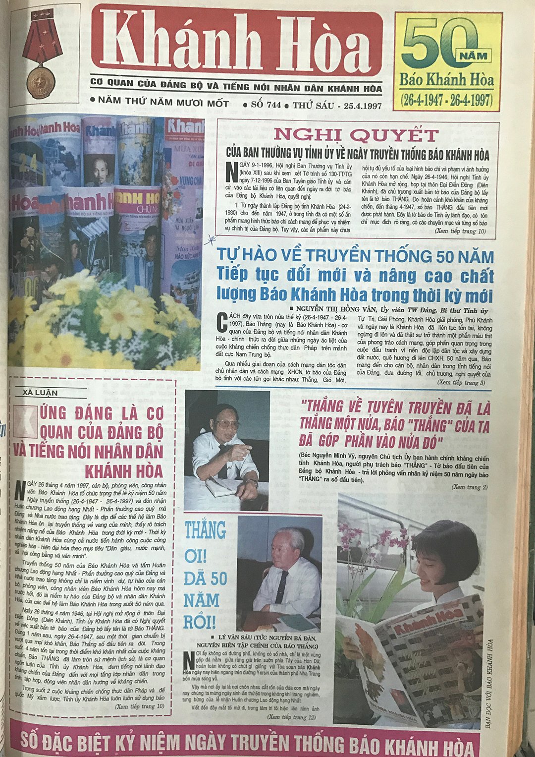 Báo Khánh Hòa số kỷ niệm 50 năm Ngày Truyền thống Báo Khánh Hòa.