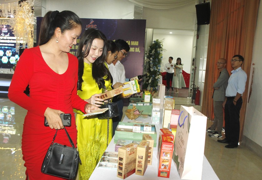 Các doanh nghiệp tham quan không gian trưng bày giới thiệu các sản phẩm du lịch Cà Mau, tạo cơ hội tiếp cận thị trường tiềm năng.