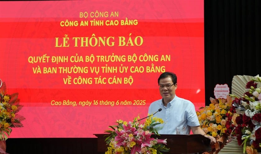 Ông Vũ Hồng Quang, Phó bí thư tỉnh Cao Bằng phát biểu tại buổi lễ