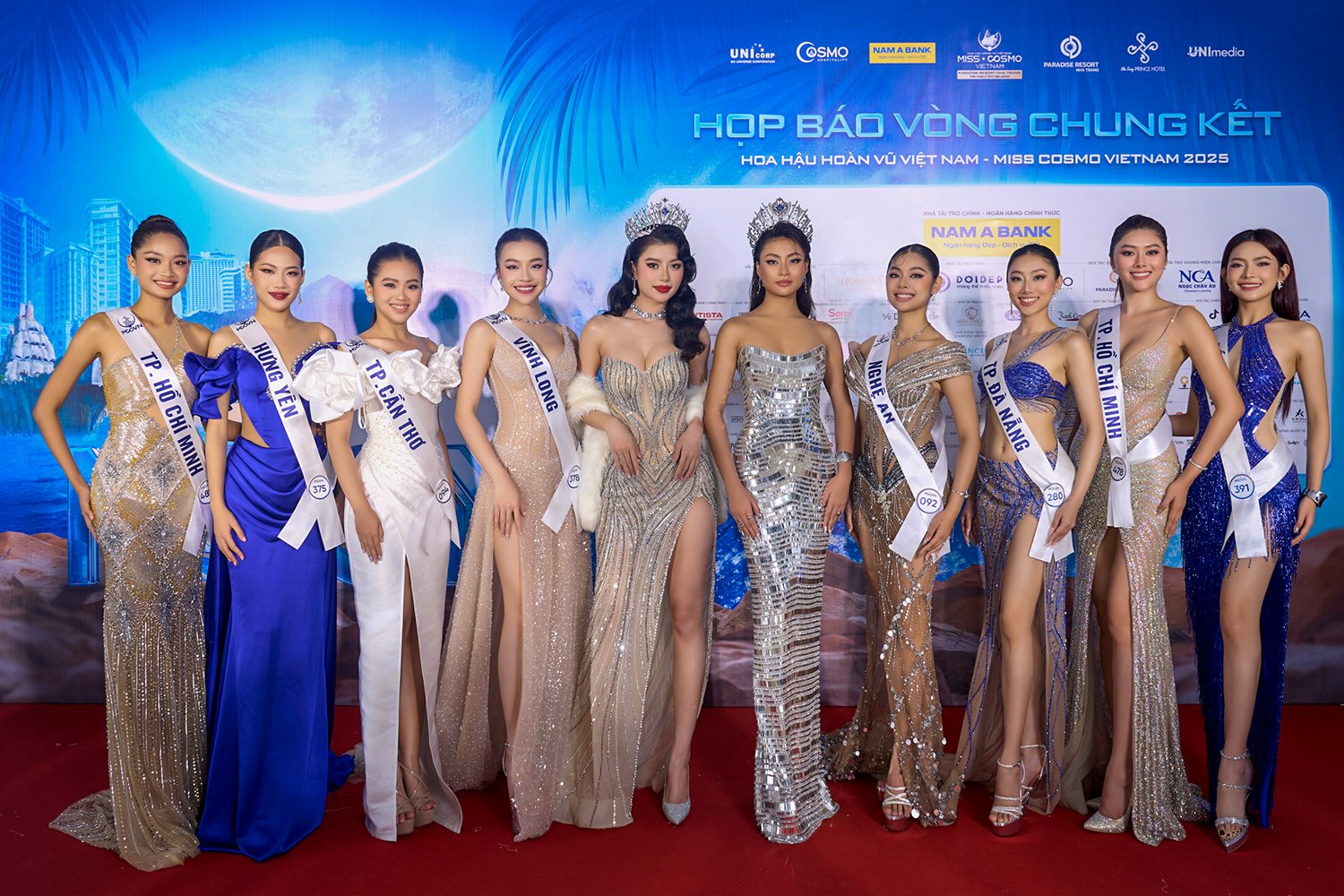 Some contestants participating in the Miss Universe Vietnam 2025 contest at the press conference.