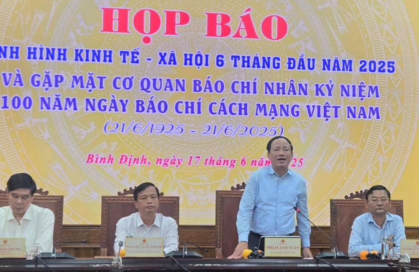 Chủ tịch UBND tỉnh Bình Định Phạm Anh Tuấn thông tin tại buổi họp báo