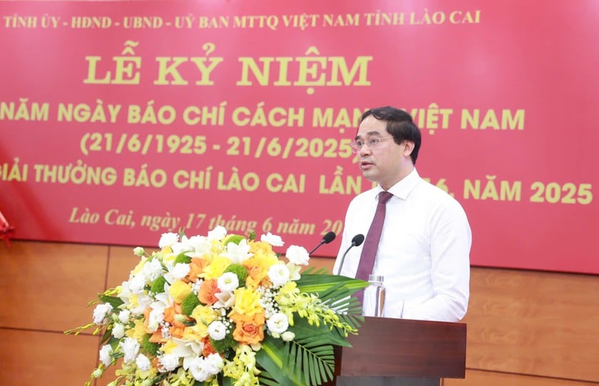 Bí thư Tỉnh ủy, Chủ tịch UBND tỉnh Lào Cai Trịnh Xuân Trường phát biểu tại buổi lễ