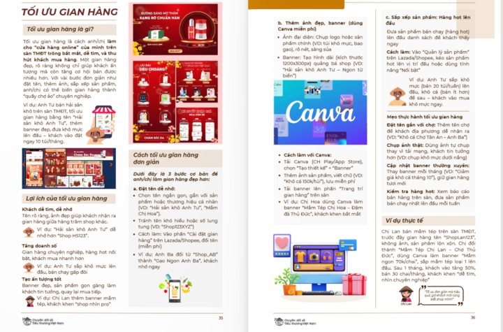 Cuốn sổ tay được thiết kế với nội dung đơn giản, dễ tiếp cận, bám sát thực tiễn hoạt động kinh doanh của tiểu thương. (Ảnh: Cục TMĐT)