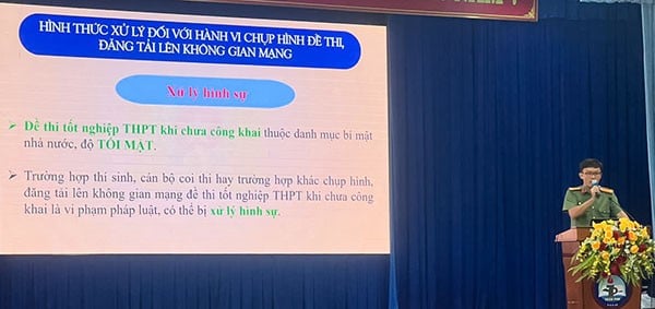 Lãnh đạo Phòng An ninh mạng và phòng, chống tội phạm sử dụng công nghệ cao – Công an tỉnh Lâm Đồng thông tin tại hội nghị.