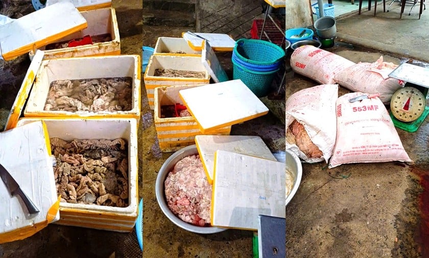 Số mỡ, lòng động vật vi phạm tại cơ sở này bị buộc phải tiêu hủy.