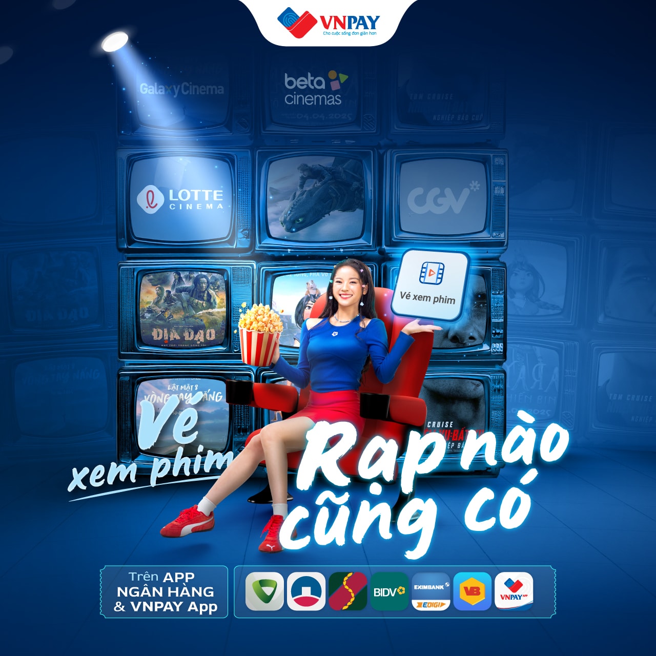 Vé xem phim chỉ từ 56.000 đồng – Ưu đãi độc quyền siêu tiết kiệm ngay trên app ngân hàng và ứng dụng VNPAY