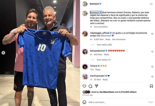 Cựu danh thủ Roberto Baggio bất ngờ gặp Messi, Inter Miami có viện binh trở lại - Ảnh 1.