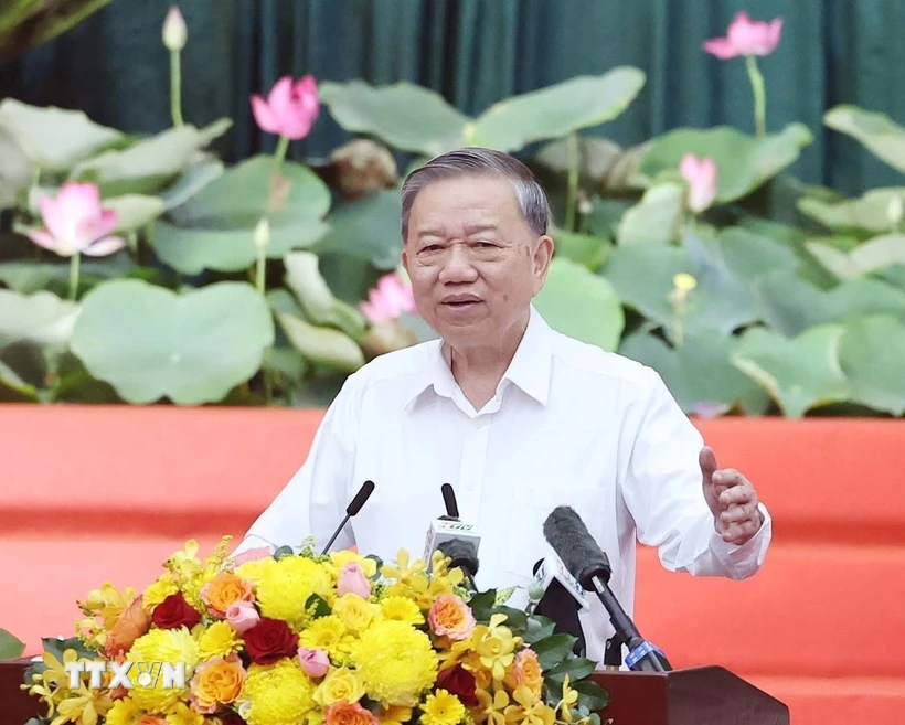 Tổng Bí thư Tô Lâm phát biểu. (Ảnh: Thống Nhất/TTXVN)
