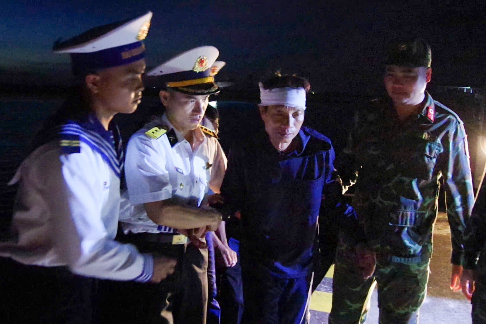 The patient was taken to Truong Sa island for emergency treatment.
