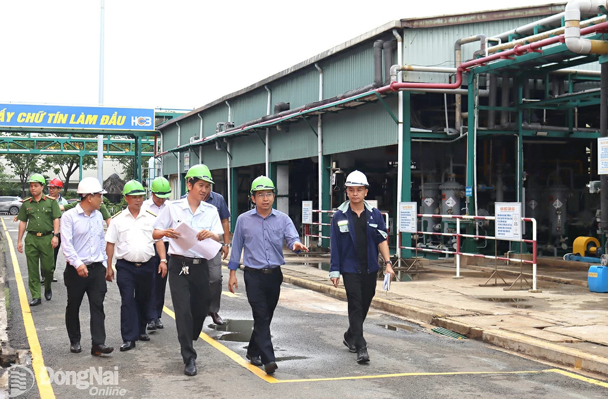 The interdisciplinary inspection team of the Provincial People's Committee inspected construction, land, environment, tax, and fire prevention and fighting at enterprises.