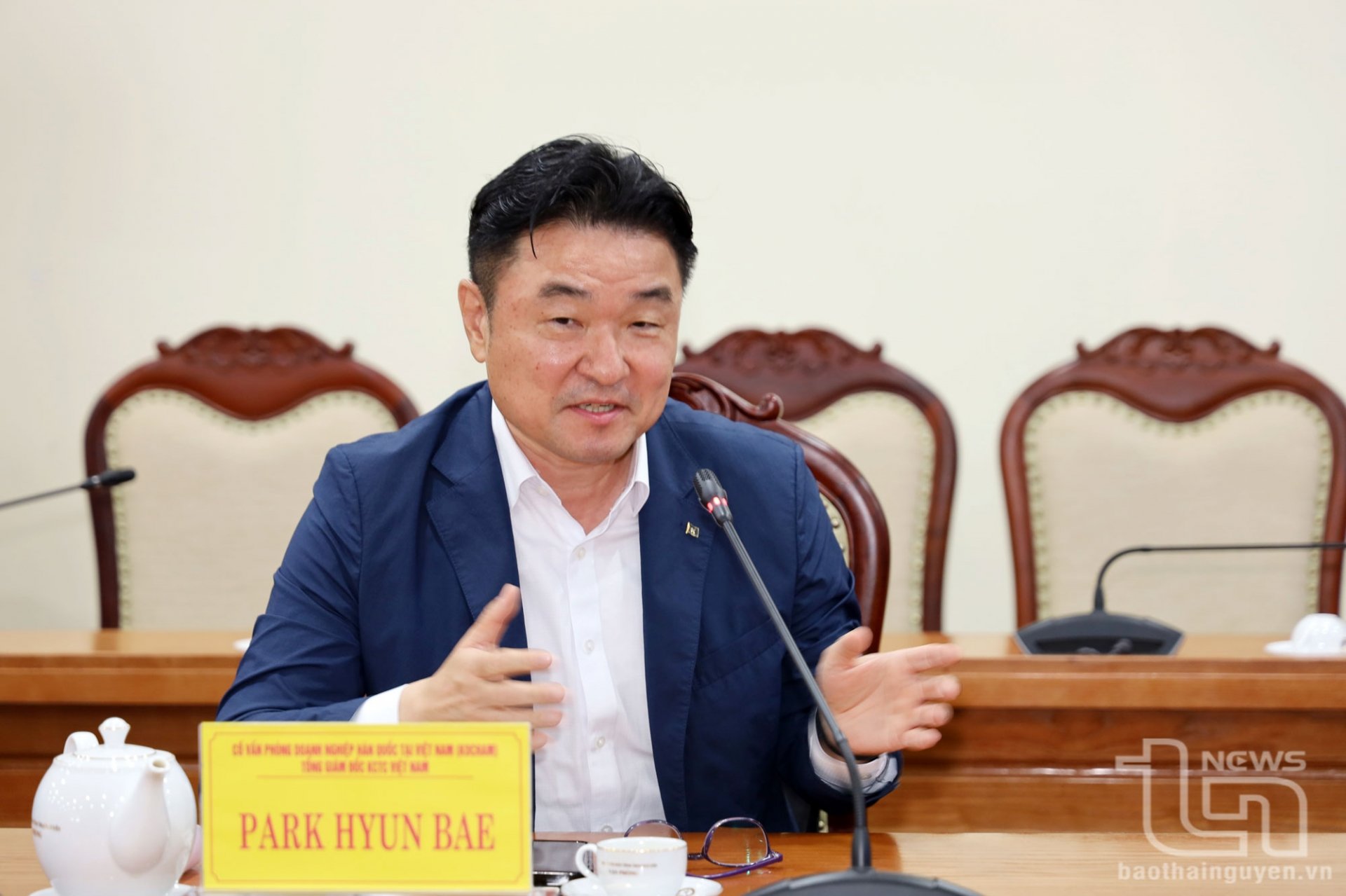 Đại biểu trong Đoàn đối tác Hàn Quốc phát biểu tại buổi Lễ.