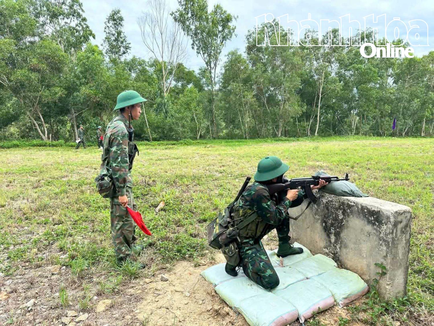 Soldiers practice the test in a kneeling shooting position.