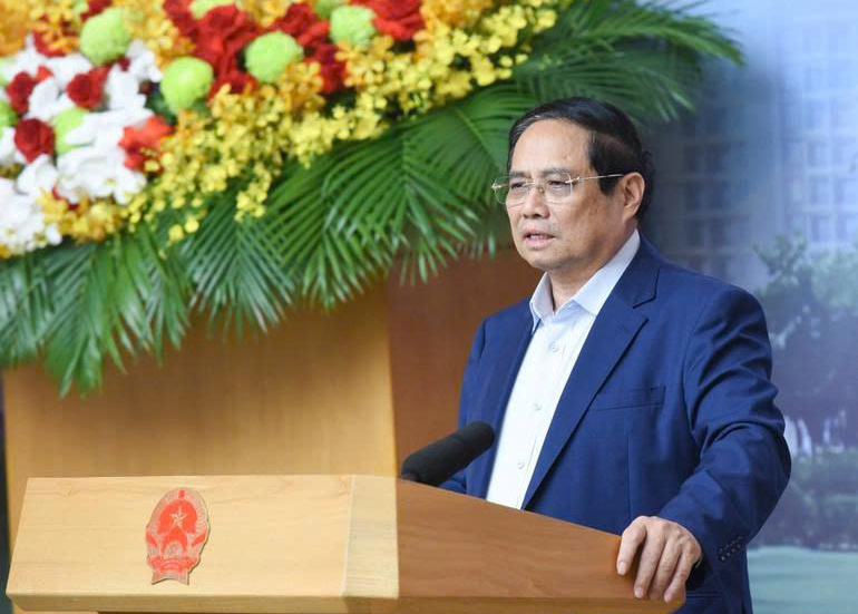 នាយករដ្ឋមន្ត្រី Pham Minh Chinh ថ្លែងមតិក្នុងសន្និសីទ។ រូបថត៖ nhandan.vn