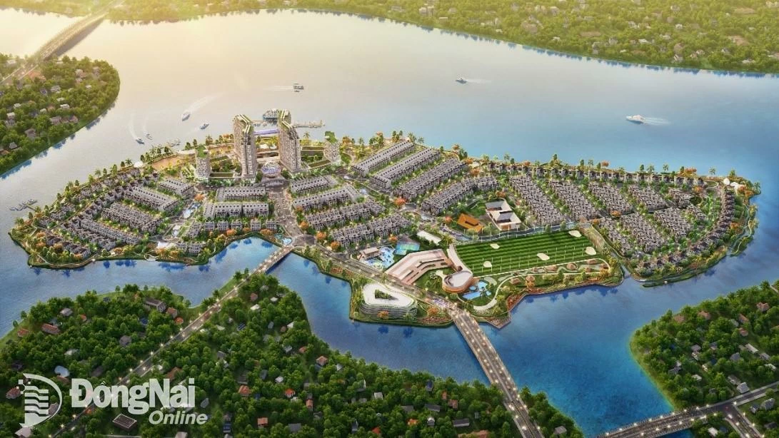Phối cảnh Dự án Đảo Kim Quy tại cù lao Tân Vạn, thành phố Biên Hòa. Ảnh: Doanh nghiệp cung cấp