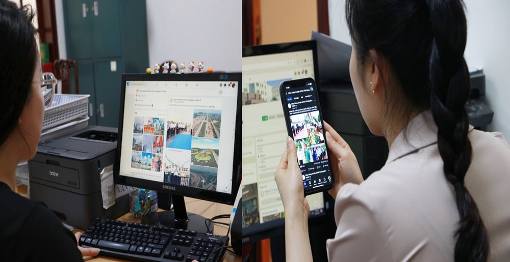 Người dân truy cập Cổng thông tin điện tử Thái Nguyên từ điện thoại di động.