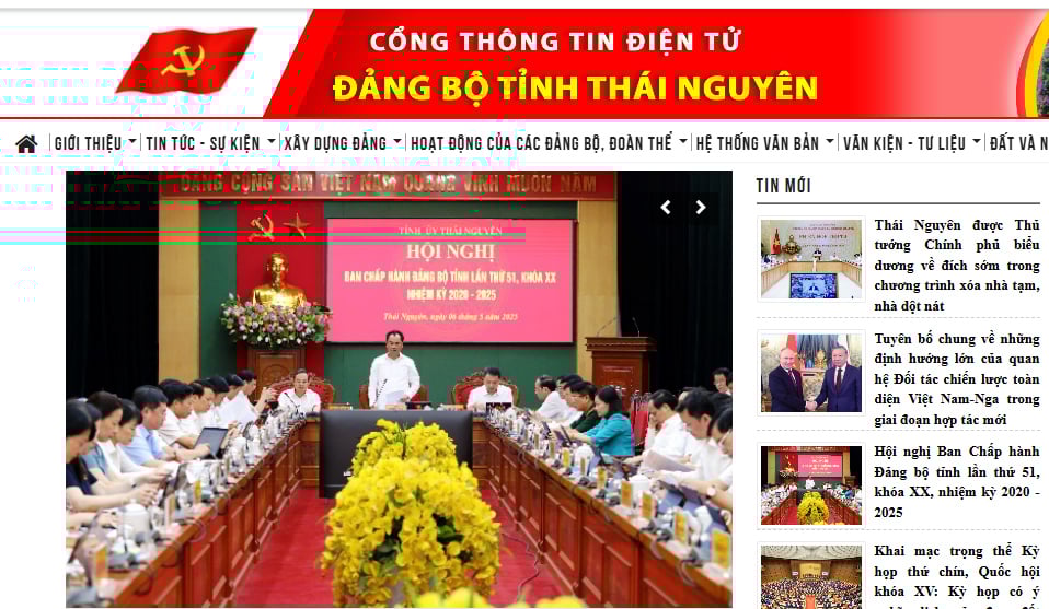 Die Benutzeroberfläche des elektronischen Informationsportals der Provinz Thai Nguyen mit logisch angeordneten Kategorien erleichtert den Lesern die Suche nach Informationen.