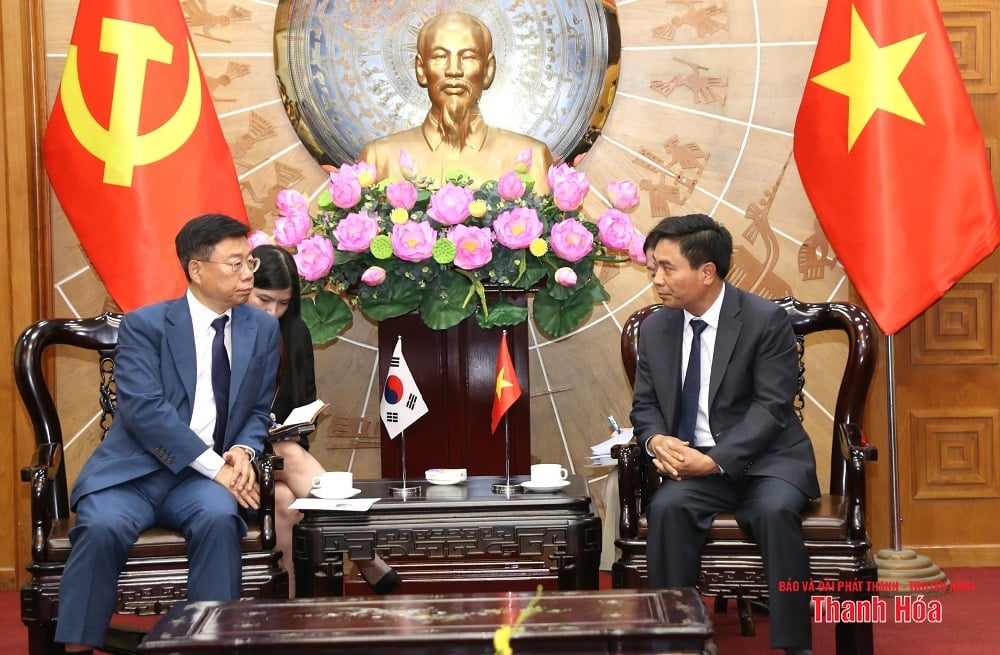 El secretario provincial del Partido, Nguyen Doan Anh, recibió al alcalde de la ciudad de Seongnam (Corea del Sur).