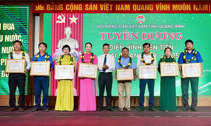 Lãnh đạo Hội Nông dân tỉnh trao bằng khen cho các tập thể có thành tích xuất sắc trong công tác hội và phong trào nông dân giai đoạn 2020-2025.