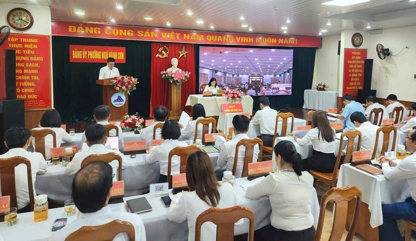 Quang cảnh Hội nghị lần thứ nhất Ban Chấp hành Đảng bộ phường Ngũ Hành Sơn.
