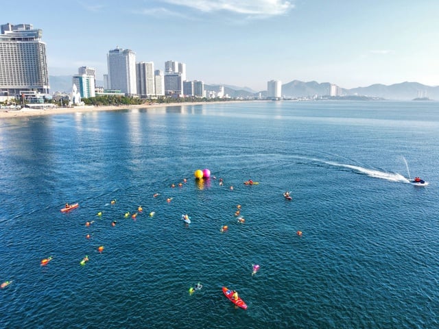Gần 800 vận động viên tranh tài tại giải bơi biển SeaStar Nha Trang Bay 2025 - Ảnh 1.