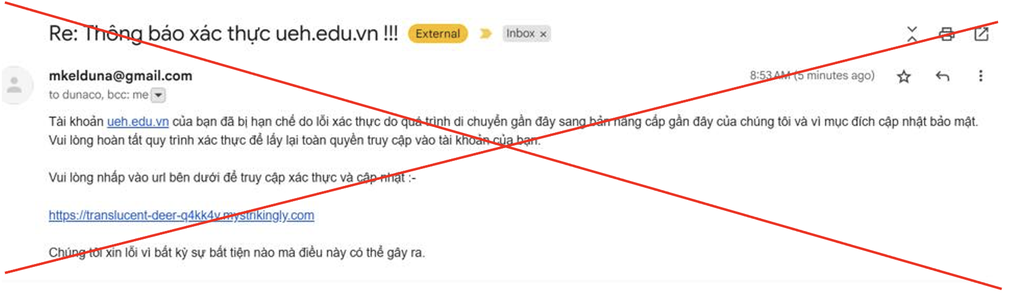 Xuất hiện email lạ, Đại học Kinh tế TPHCM cảnh báo tránh “sập bẫy - 1