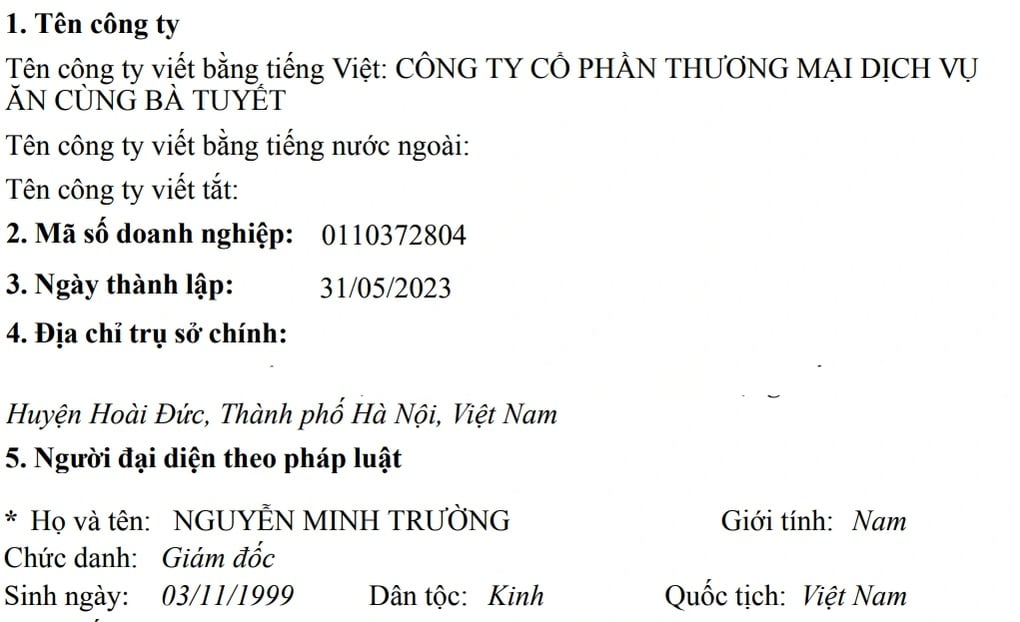 Công ty Ăn Cùng Bà Tuyết thông báo giải thể - 1