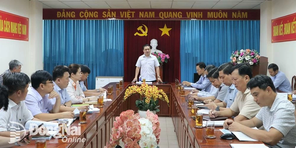 Vice Chairman of the Provincial People's Committee Ho Van Ha gave a speech at the meeting. Photo: Pham Tung