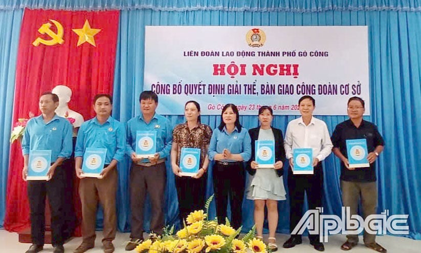 Trao quyết định chuyển giao các CĐCS về trực thuộc LĐLĐ tỉnh.